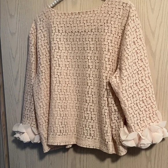 Joan Rivers Blush Textured Top with Ruffle Cuffs - Picture 6 of 11